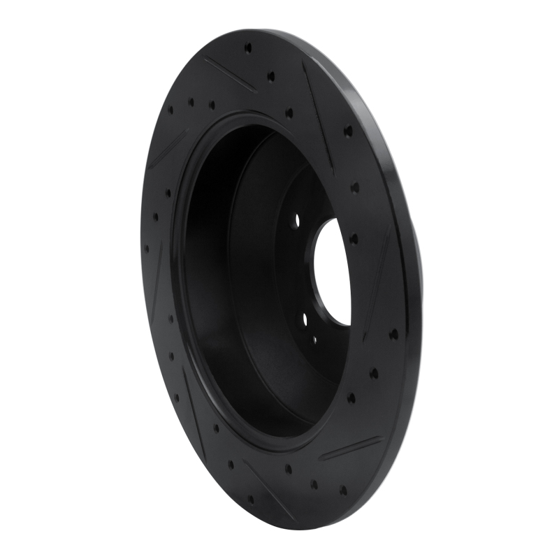 Hyundai Santa Fe Brake Rotor (1) - Rear Left - R1 Concepts - Drilled & Slotted - Black - `10-`21